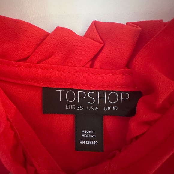 Topshop Strapless Red Dress with Ruffle Detail - Picture 3 of 7